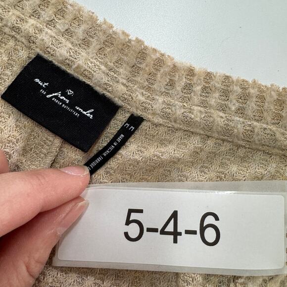 Out From Under Cardigan Women Medium Tan Jojo Thermal V Neck‎ Oversized Sweater - Picture 5 of 11